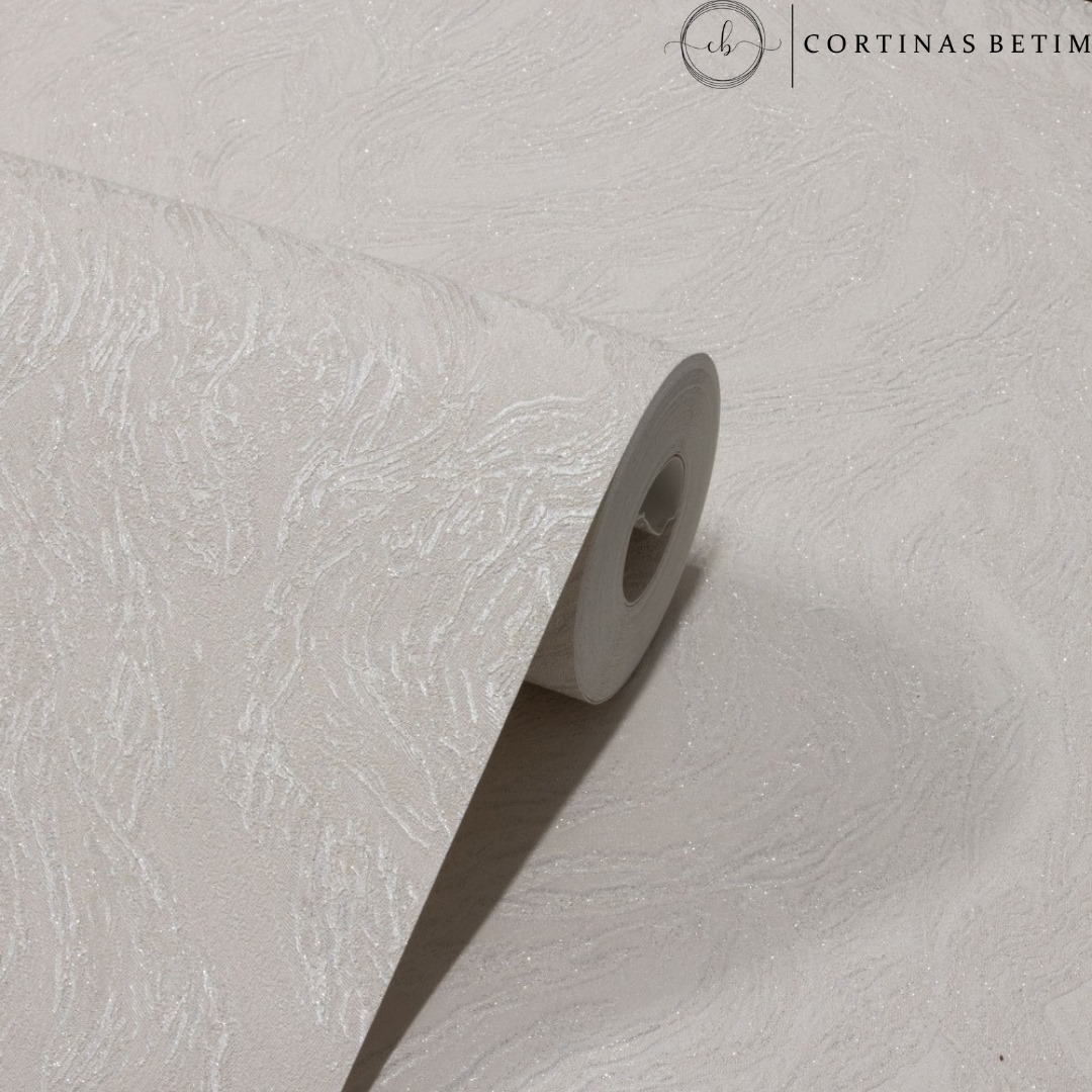PAPEL DE PAREDE VINÍLICO EFEITO MARMORIZADO OFF WHITE C/ GLITTER PDL0121