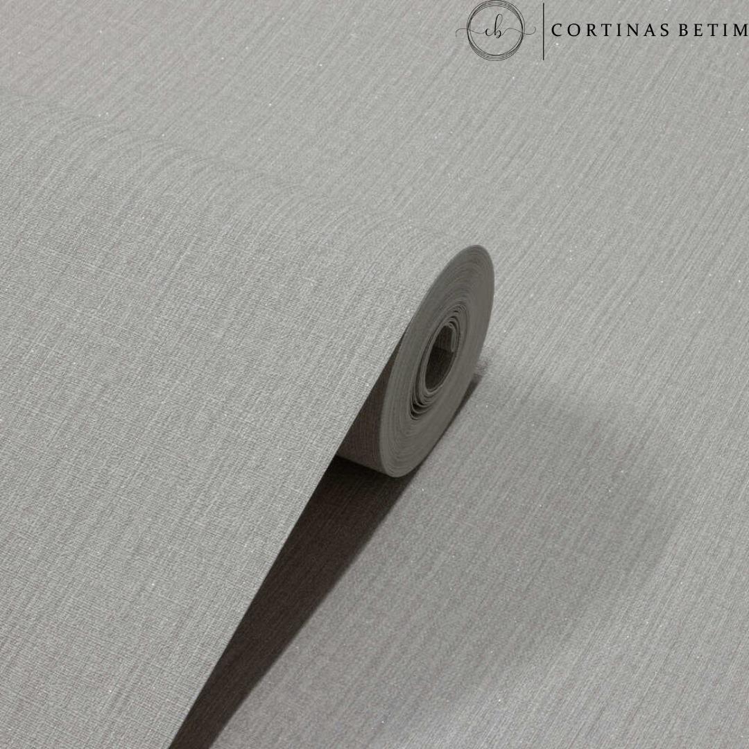 PAPEL DE PAREDE VINÍLICO LINHO CINZA C/ GLITTER PDI0053