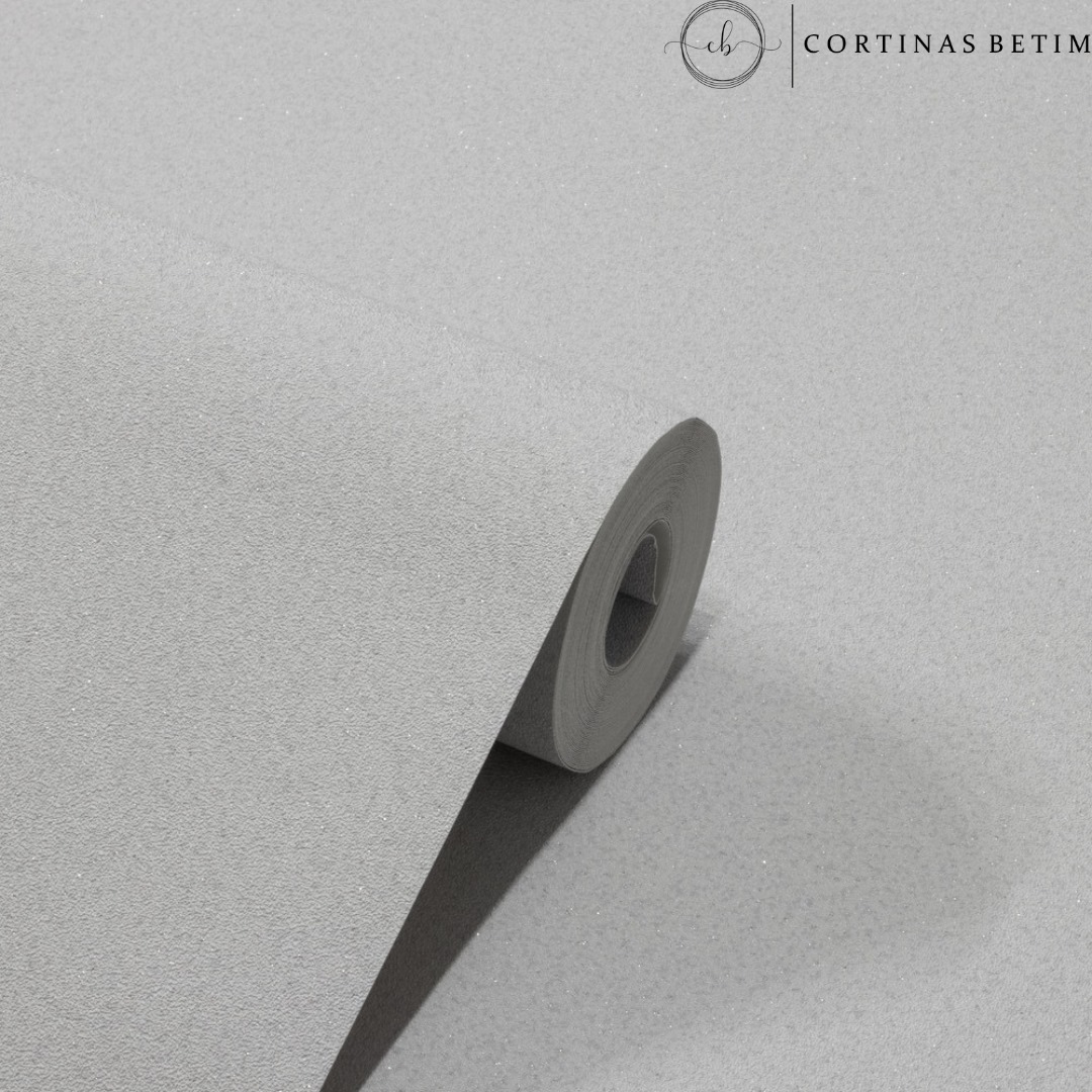 PAPEL DE PAREDE VINÍLICO TIPO MICA CINZA CLARO C/ BRILHO PDL0161