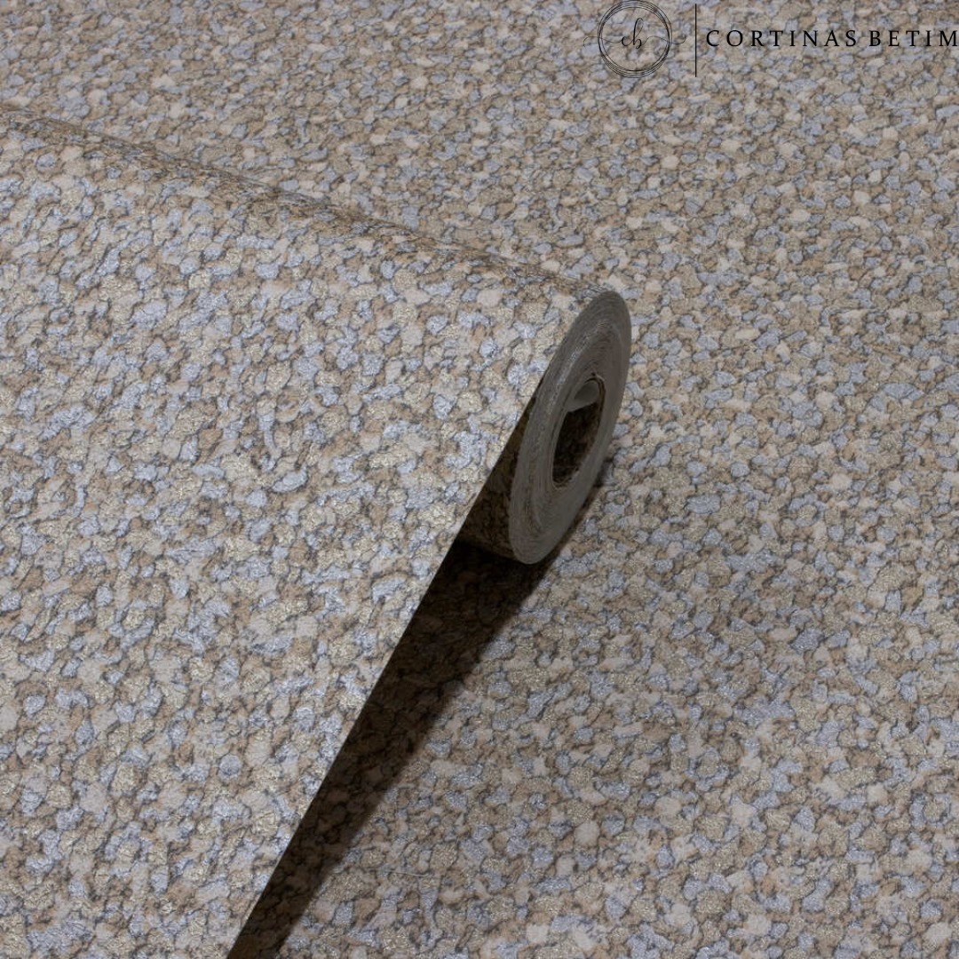 PAPEL DE PAREDE VINILICO TIPO MICA MARROM CLARO C/ CINZA PDILA69